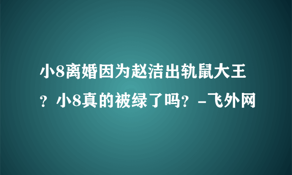 小8离婚因为赵洁出轨鼠大王？小8真的被绿了吗？-飞外网