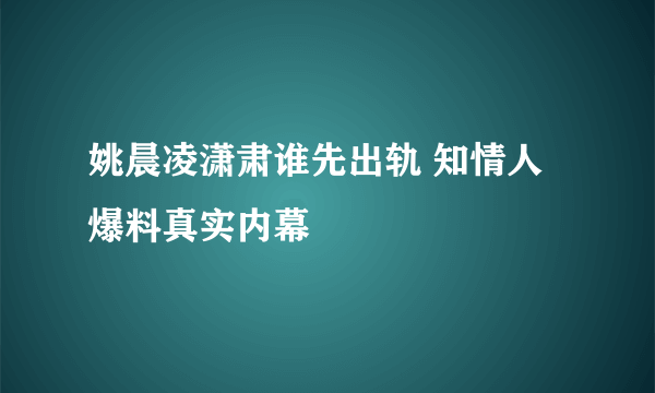 姚晨凌潇肃谁先出轨 知情人爆料真实内幕