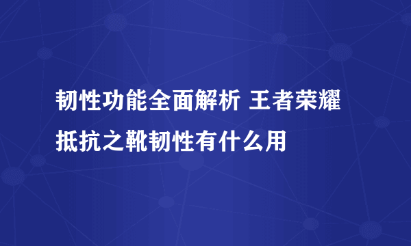 韧性功能全面解析 王者荣耀抵抗之靴韧性有什么用