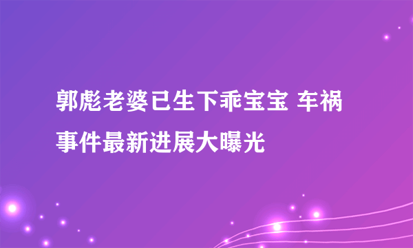 郭彪老婆已生下乖宝宝 车祸事件最新进展大曝光