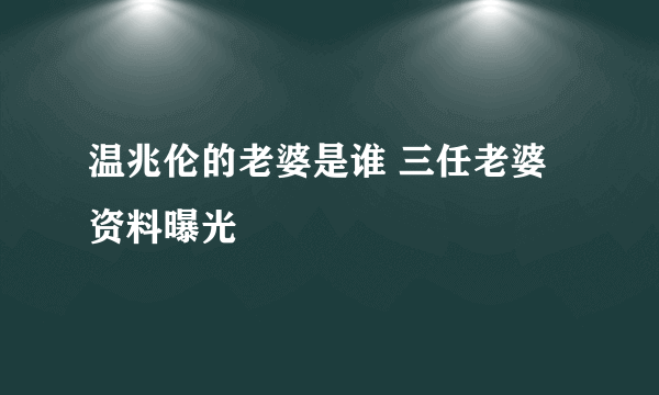 温兆伦的老婆是谁 三任老婆资料曝光