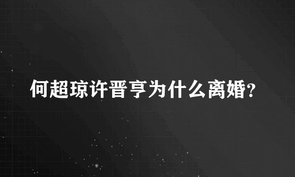 何超琼许晋亨为什么离婚？