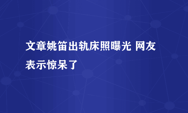 文章姚笛出轨床照曝光 网友表示惊呆了