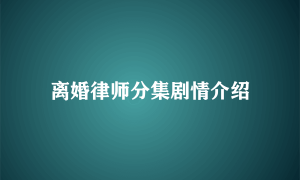 离婚律师分集剧情介绍