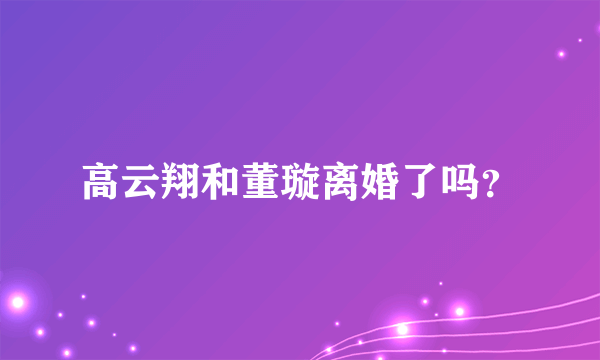 高云翔和董璇离婚了吗？