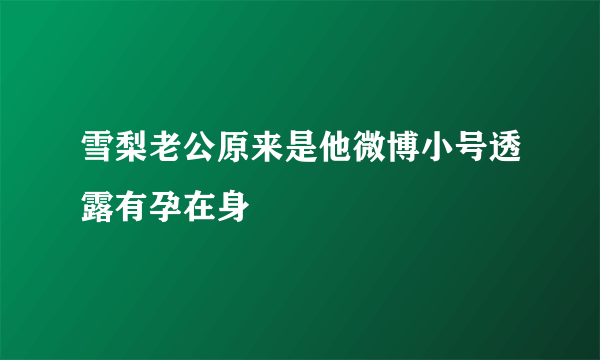 雪梨老公原来是他微博小号透露有孕在身