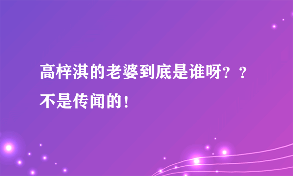 高梓淇的老婆到底是谁呀？？不是传闻的！