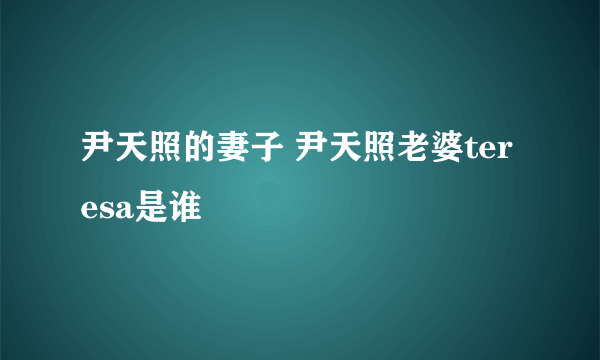 尹天照的妻子 尹天照老婆teresa是谁