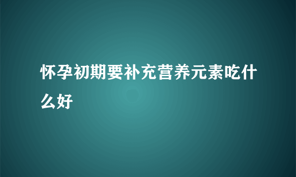 怀孕初期要补充营养元素吃什么好