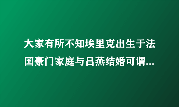 大家有所不知埃里克出生于法国豪门家庭与吕燕结婚可谓是强强结合