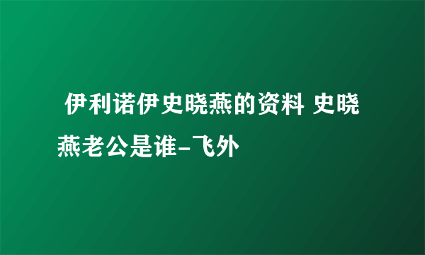  伊利诺伊史晓燕的资料 史晓燕老公是谁-飞外