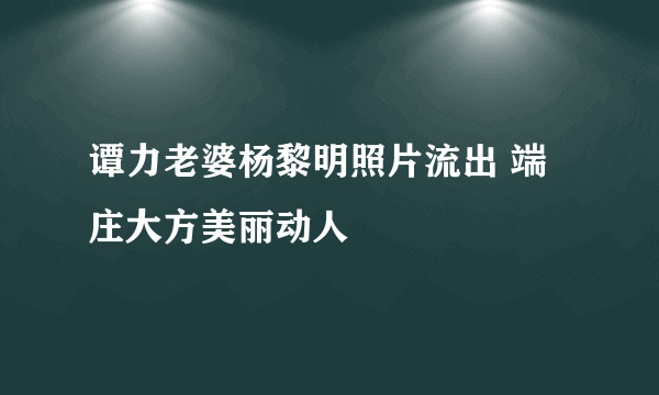 谭力老婆杨黎明照片流出 端庄大方美丽动人