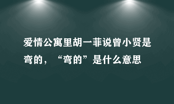 爱情公寓里胡一菲说曾小贤是弯的，“弯的”是什么意思