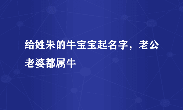 给姓朱的牛宝宝起名字，老公老婆都属牛