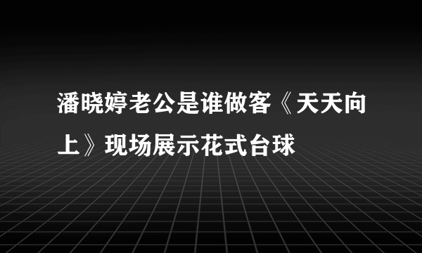 潘晓婷老公是谁做客《天天向上》现场展示花式台球