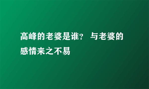 高峰的老婆是谁？ 与老婆的感情来之不易