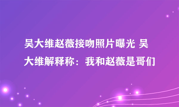 吴大维赵薇接吻照片曝光 吴大维解释称：我和赵薇是哥们