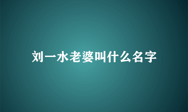 刘一水老婆叫什么名字