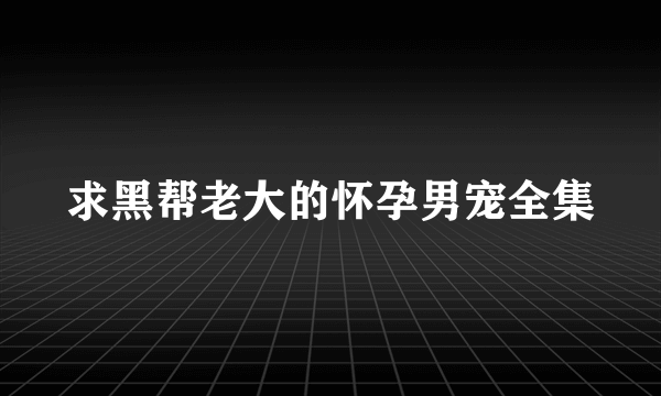 求黑帮老大的怀孕男宠全集