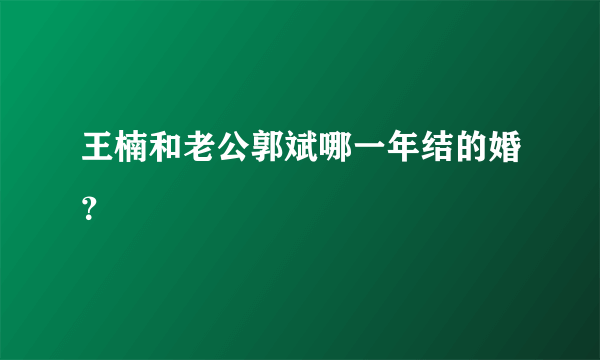 王楠和老公郭斌哪一年结的婚？