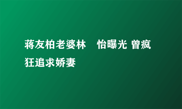 蒋友柏老婆林姮怡曝光 曾疯狂追求娇妻