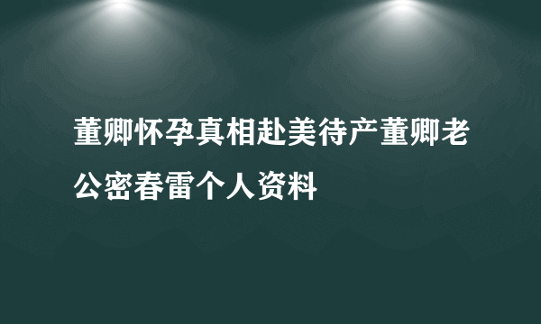 董卿怀孕真相赴美待产董卿老公密春雷个人资料