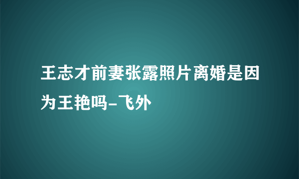 王志才前妻张露照片离婚是因为王艳吗-飞外