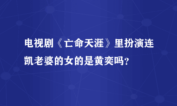 电视剧《亡命天涯》里扮演连凯老婆的女的是黄奕吗？