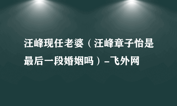 汪峰现任老婆（汪峰章子怡是最后一段婚姻吗）-飞外网