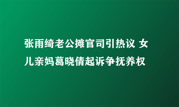 张雨绮老公摊官司引热议 女儿亲妈葛晓倩起诉争抚养权