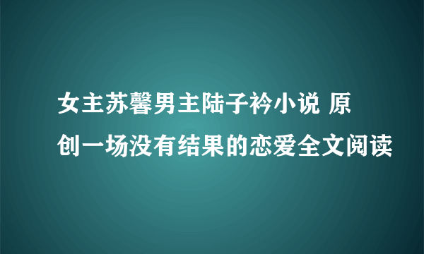 女主苏馨男主陆子衿小说 原创一场没有结果的恋爱全文阅读