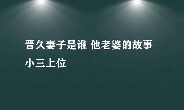 晋久妻子是谁 他老婆的故事小三上位