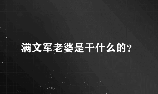 满文军老婆是干什么的？