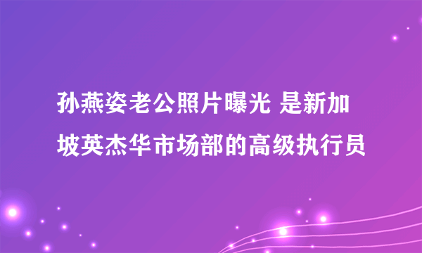 孙燕姿老公照片曝光 是新加坡英杰华市场部的高级执行员