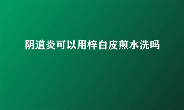 阴道炎可以用梓白皮煎水洗吗