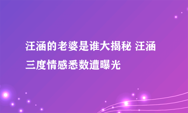 汪涵的老婆是谁大揭秘 汪涵三度情感悉数遭曝光