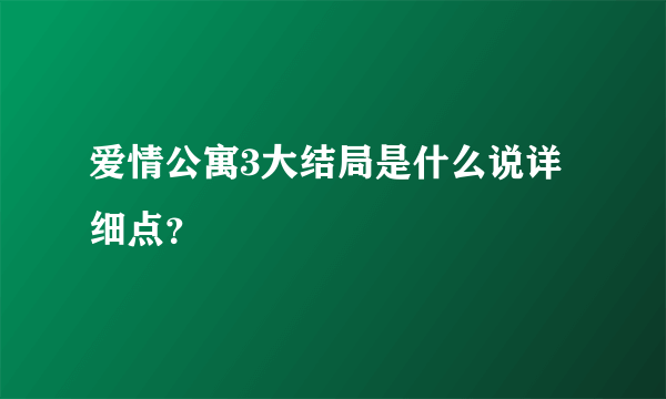 爱情公寓3大结局是什么说详细点？