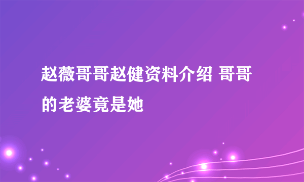 赵薇哥哥赵健资料介绍 哥哥的老婆竟是她