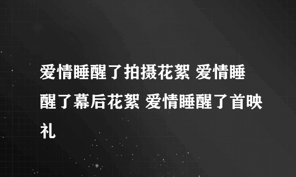 爱情睡醒了拍摄花絮 爱情睡醒了幕后花絮 爱情睡醒了首映礼