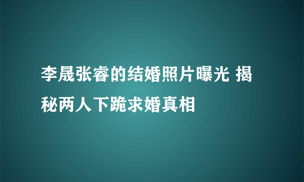 李晟张睿的结婚照片曝光 揭秘两人下跪求婚真相