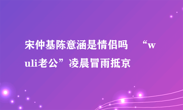 宋仲基陈意涵是情侣吗   “wuli老公”凌晨冒雨抵京