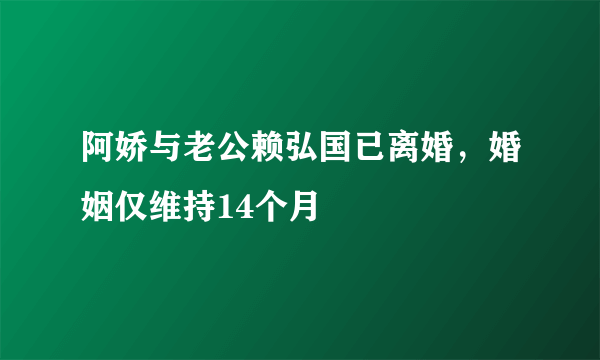 阿娇与老公赖弘国已离婚，婚姻仅维持14个月