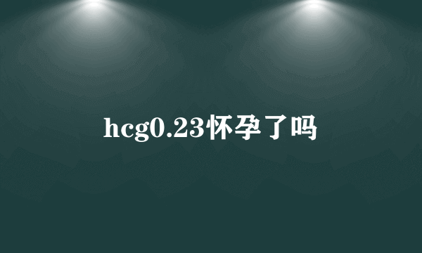 hcg0.23怀孕了吗