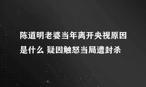 陈道明老婆当年离开央视原因是什么 疑因触怒当局遭封杀