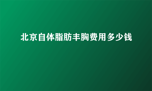 北京自体脂肪丰胸费用多少钱