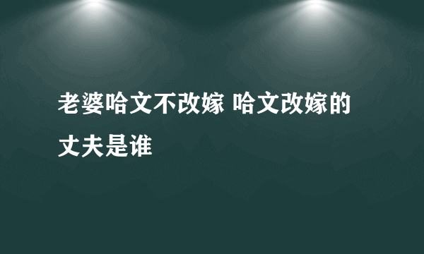 老婆哈文不改嫁 哈文改嫁的丈夫是谁