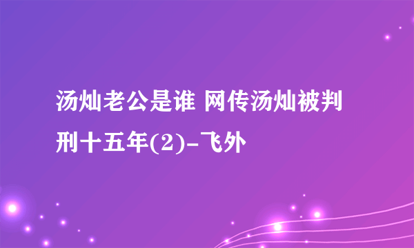 汤灿老公是谁 网传汤灿被判刑十五年(2)-飞外