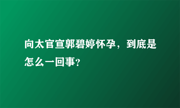 向太官宣郭碧婷怀孕，到底是怎么一回事？