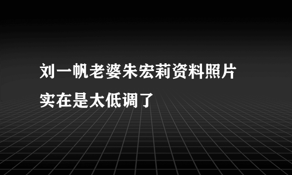 刘一帆老婆朱宏莉资料照片 实在是太低调了