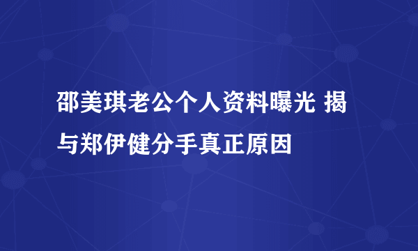 邵美琪老公个人资料曝光 揭与郑伊健分手真正原因